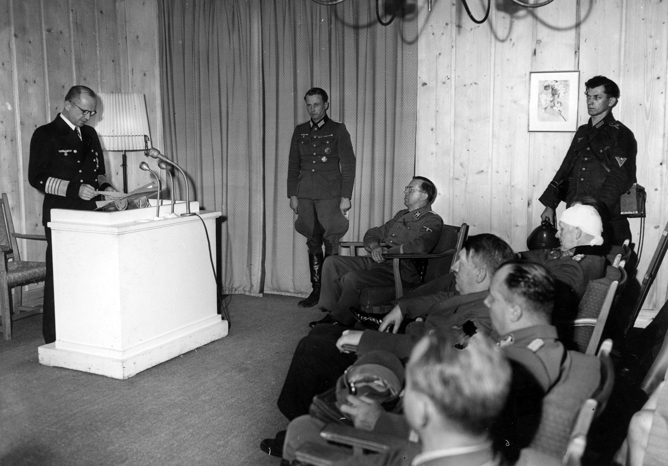 Karl Dönitz makes a radio broadcast speech after the assassination attempt on Hitler